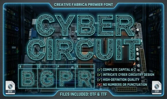 Cyber Circuit Font for Bold Design