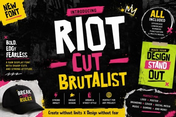 Riot Cut Brutalist Font